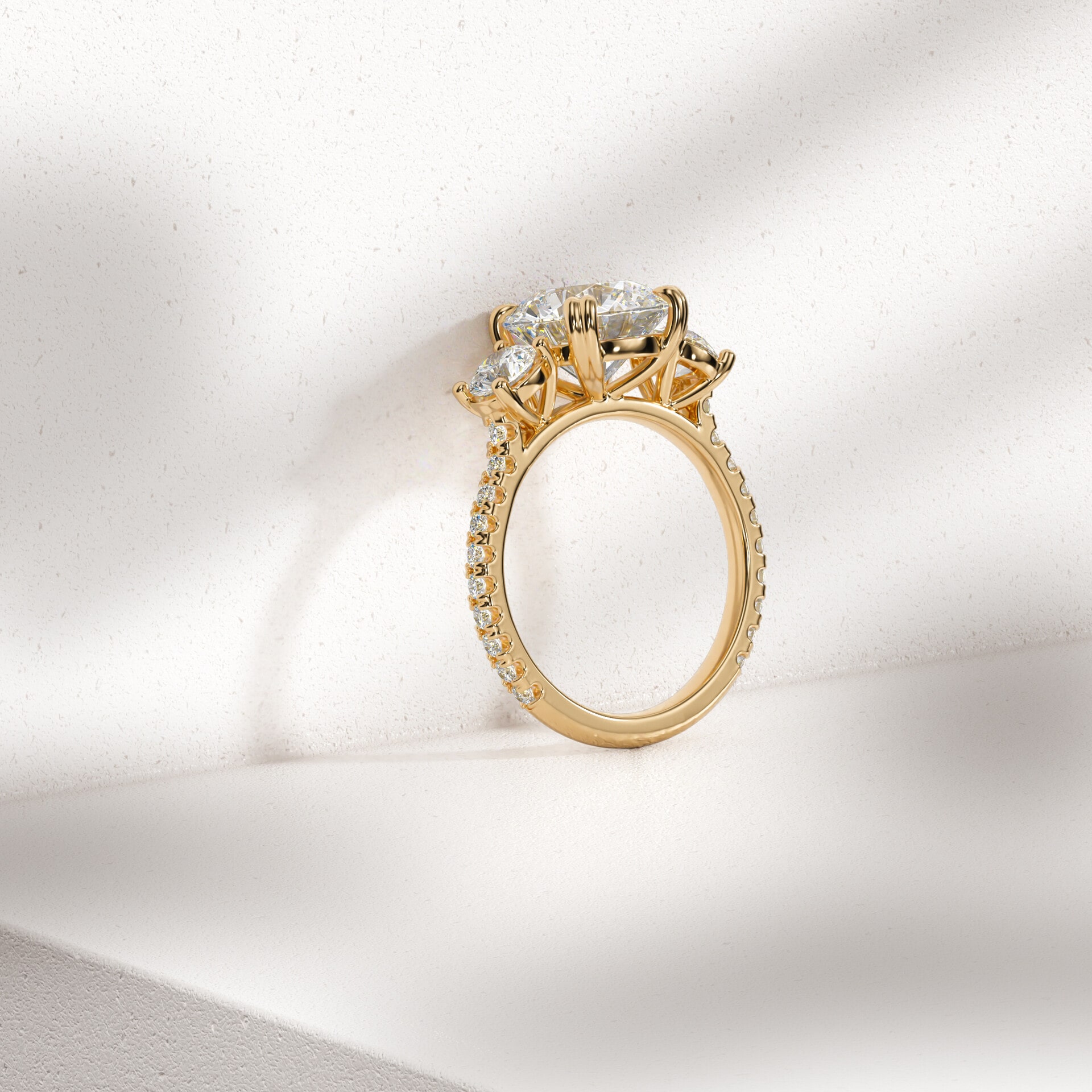 Custom Three-Stone Engagement Ring Rendering